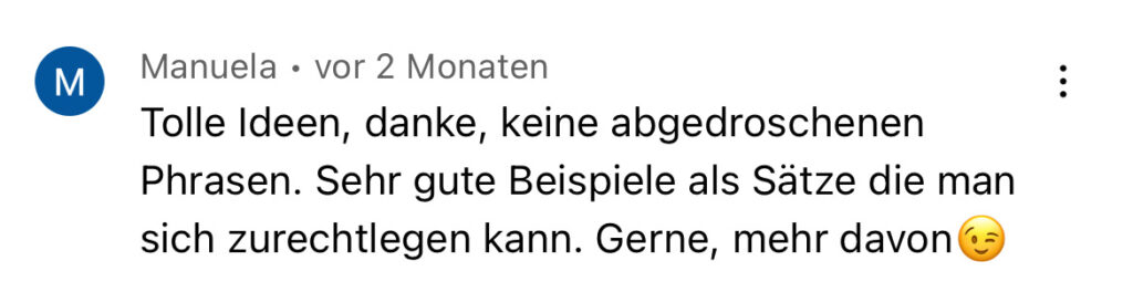 derLÖSER - Trainer Coach Keynote Speaker Verkauf und Vertrieb - YouTube Kommentar