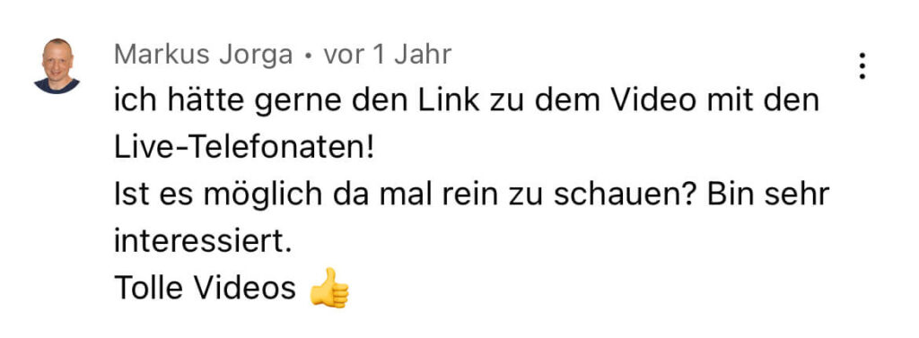 derLÖSER - Trainer Coach Keynote Speaker Verkauf und Vertrieb - YouTube Kommentar