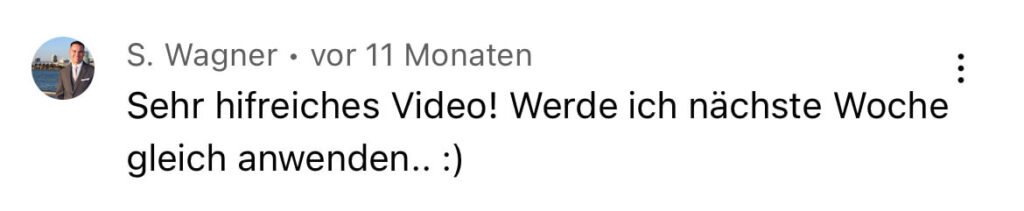 derLÖSER - Trainer Coach Keynote Speaker Verkauf und Vertrieb - YouTube Kommentar