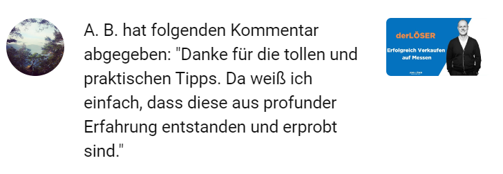 derLÖSER Keynote Speaker Vertrieb - YouTube Kommentar