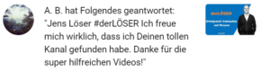 derLÖSER Keynote Speaker Vertrieb - YouTube Kommentar
